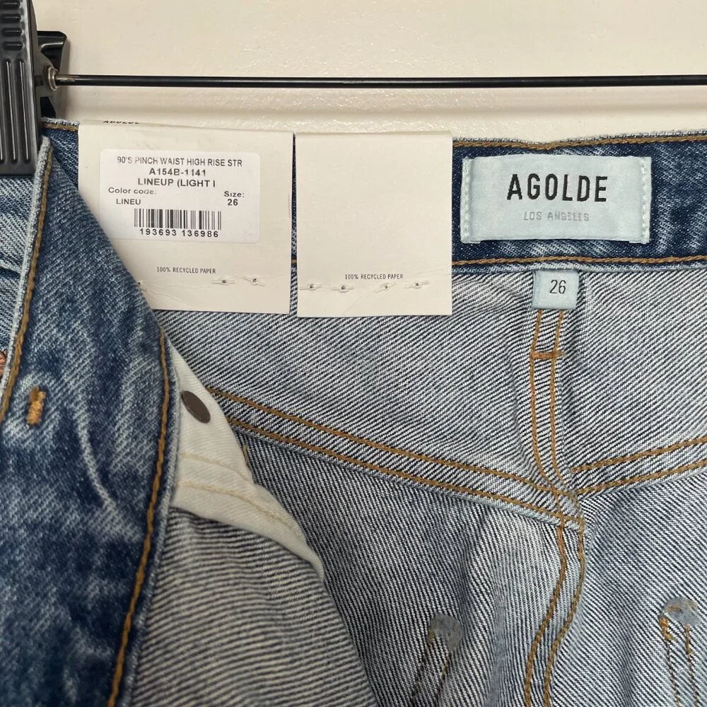 Agolde 90's Pinch Waist High Rise Jeans Lineup Organic Cotton Size 26 NWT - Picture 8 of 10